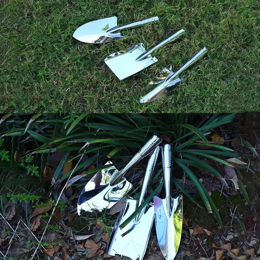 Multifunktionale ergonomische Gartenschaufel aus Edelstahl in Silber - Bild 4
