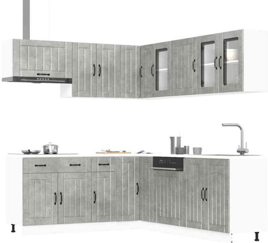 11-tlg. Küchenschrank-Set Lucca Küchenzeile in Betongrau im Industrial-Design von vidaxl - Bild 1