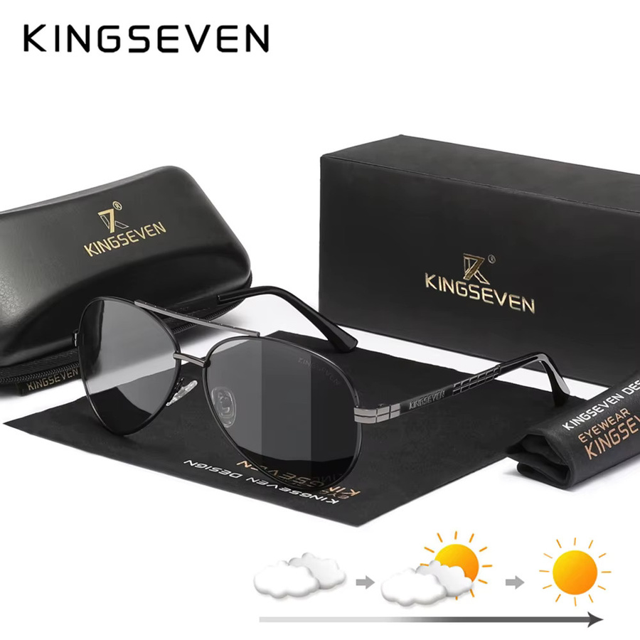 KINGSEVEN Sonnenbrille Aviator, Vollrand, Metall, Schwarz, Herren - Bild 2