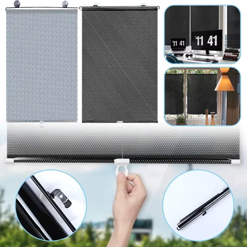 Universal Verdunkelungsrollo mit Saugnapf zur Befestigung, thermisch isolierter Sonnenschutz mit UV-Schutz für Auto und Fenster - Bild 2