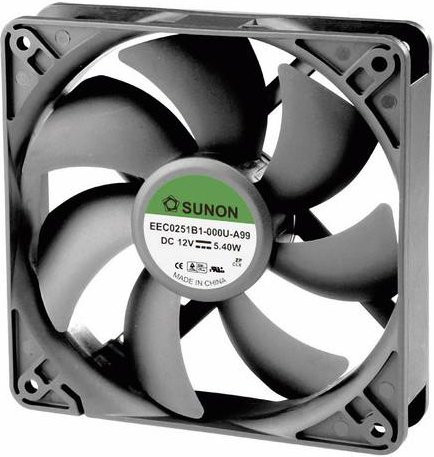 Sunon Axiallüfter EEC0251B1-000U-A99 Schwarz, 12 V/DC, 183.83 m³/h, B/T/H: 120 x 120 x 25 mm - Bild 1