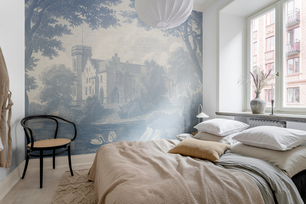 Rebel Walls Mural Swan Pond Wandtattoo in Blau - Bild 2