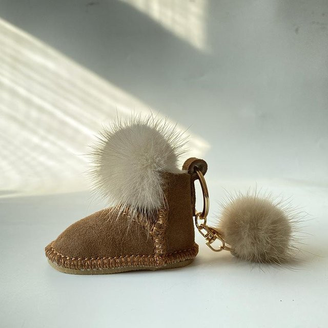 Rd lala Anhänger, Mini-Nerzfell-Schneeschuh Plüsch, Kaffeebraun, Damen - Bild 1