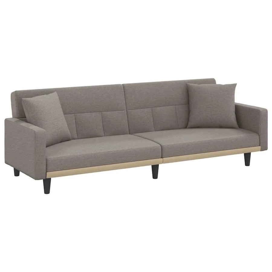 vidaXL Schlafsofa Click-Clack in Taupe aus Stoff mit Kissen und Massivholzrahmen B/T/H: 220 x 89 x 70 cm - Bild 2