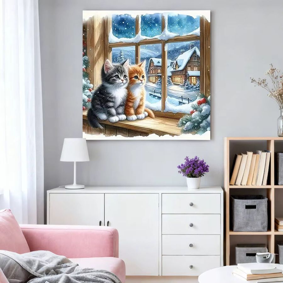 HUACAN 5D DIY Diamantmalerei Katze Motiv mit vollen Bohrern in Multicolor zur Wandmontage - Bild 3