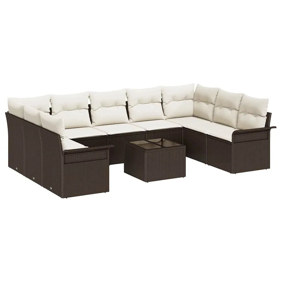 vidaXL Garten-Sofa-Set aus Poly-Rattan und Stahl in Grau mit Kissen und integriertem Stauraum, 10-teilig - Bild 2