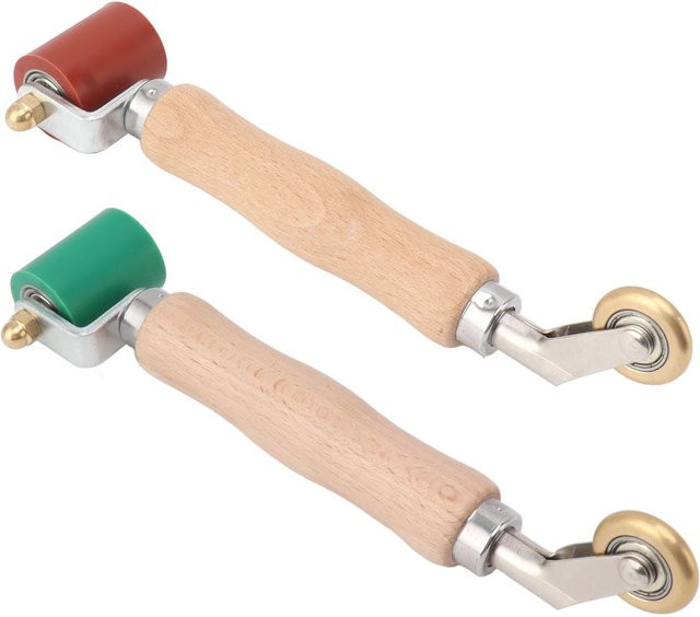 WALFRONT Silikon Nahtwalze mit Messing und Holzgriff für PVC-TPO-Schweißen, Farbe: Grün, Durchmesser: 40 mm - Bild 1
