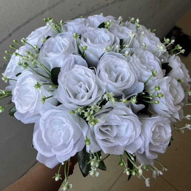 Angunda Kristallgras-Bouquet mit 18 Köpfen, simulierte Rose in Weiß für die Heimdekoration - Bild 1