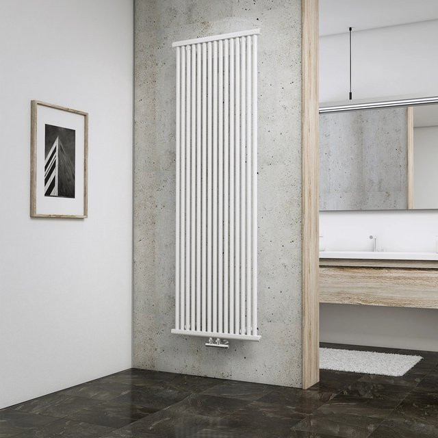 Schulte Design-Heizkörper Kiel in Alpinweiß mit Mittenanschluss, B/T/H: 60 x 9,7 x 180 cm, 1232 W - Bild 1
