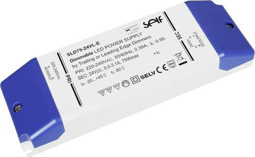 Self Electronics SLD75-12VL-E LED-Trafo Konstantspannung 75W 12V/DC dimmbar, weiß - Bild 1