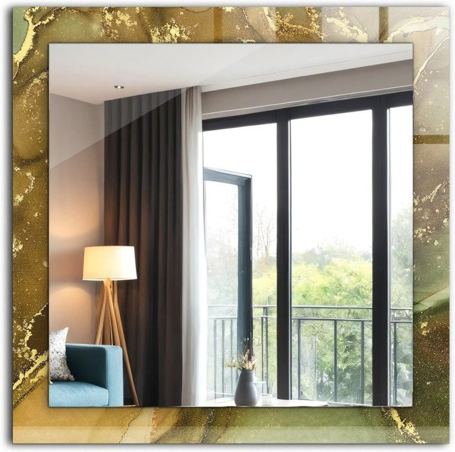 Tulup Spiegel mit abstraktem Motivdruck in Grün, Rechteckig, B/H: 60 x 60 cm - Bild 1