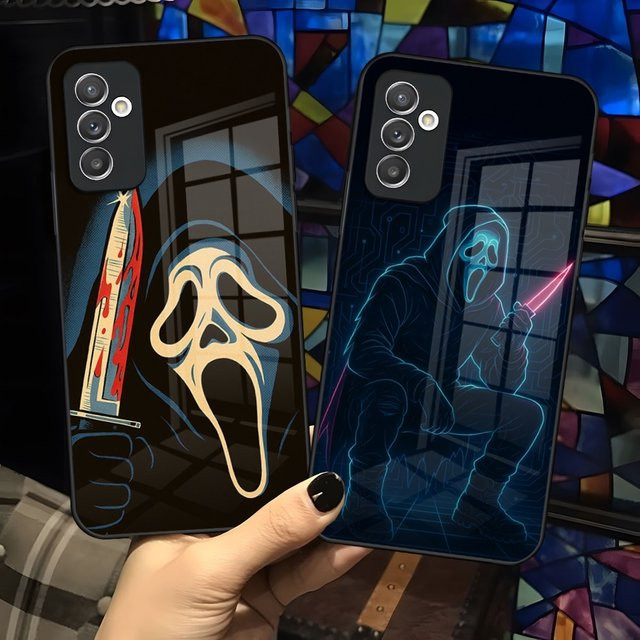 Ghostface Scream Handyhülle für Samsung Galaxy S25 S24 S23 S22 S21 S20 Note20 Ultra Plus in Silber und Schwarz - Bild 1