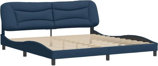vidaXL Bettgestell Hvar in Blau aus Stoff und Kiefernholz, B/T/H: 200 x 200 x 205 cm - Bild 1