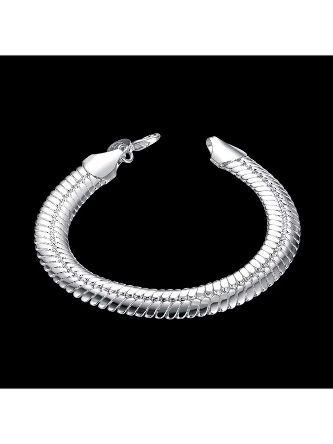 Armband 925 Silber, 10mm, Flache Schlange Knochen Kette, Herren - Bild 6