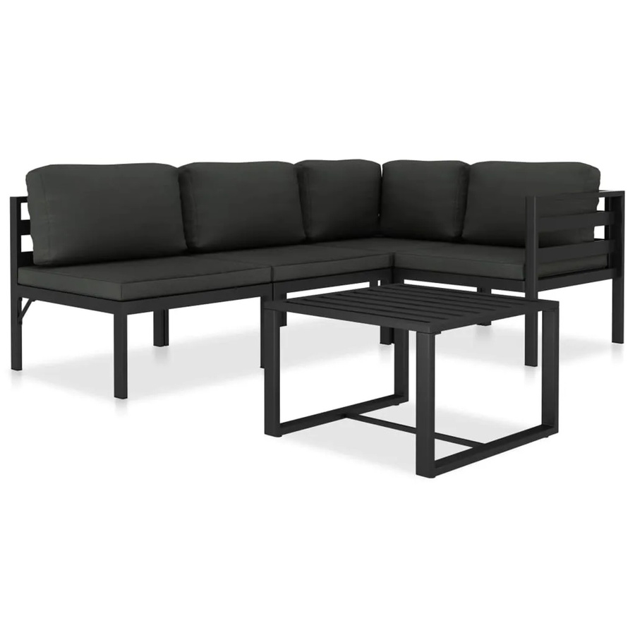 vidaXL 5-tlg Garten-Lounge-Set L-Form aus Aluminium mit Kissen in Anthrazit - Bild 2