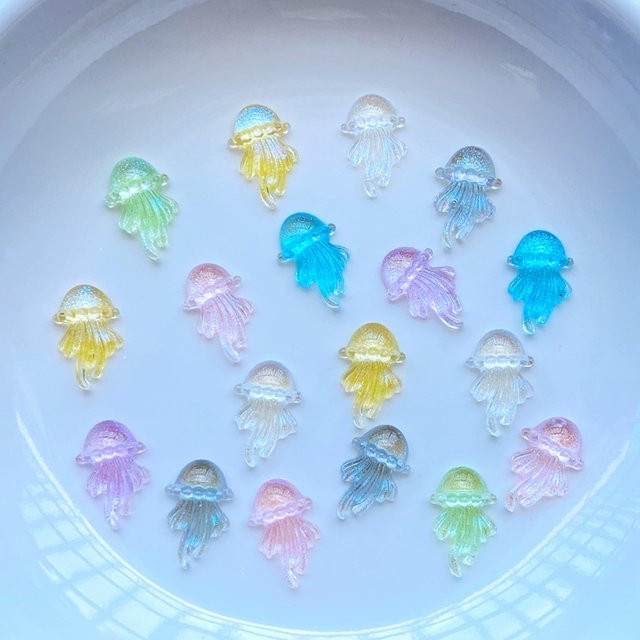 100 Stück TSXJY Mini Glänzende Quallen Harz-Flatback-Cabochons in Multicolour für Scrapbook und Kawaii Verzierungen - Bild 1