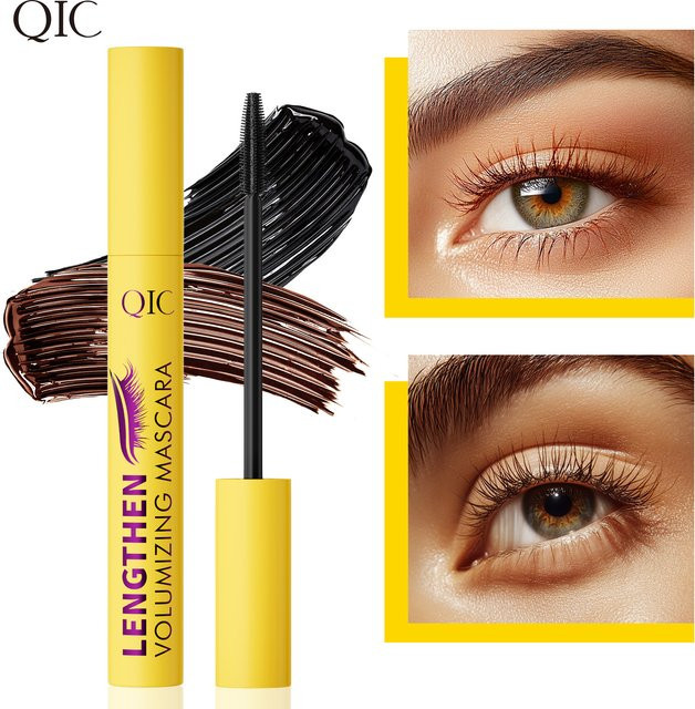 QIC 4D Black Mascara, wasserfeste Flüssigfaser-Mascara, Brown - Bild 1
