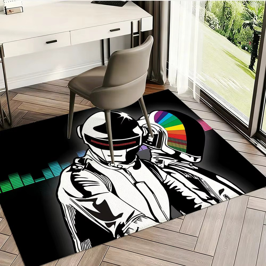 D-Daft P-PunkeS Bodenmatte aus Flanell in Schwarz, rutschfester Plüschteppich mit abstraktem Design für dein Wohnzimmer - Bild 2
