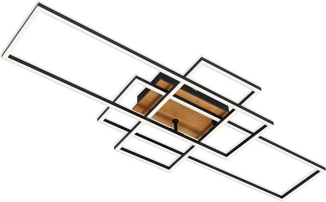 Brilo LED Deckenleuchte Frame Dimmbar mit Fernbedienung und CCT in Schwarz-Holz - Bild 1