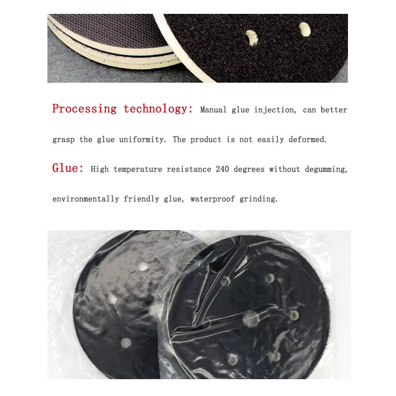 Vibratite 7-Loch-PU-Schaum-Schnittstellenpad für Klett-Schleifscheiben und Exzenterschleifer, Durchmesser: 150 mm, Schwarz - Bild 4