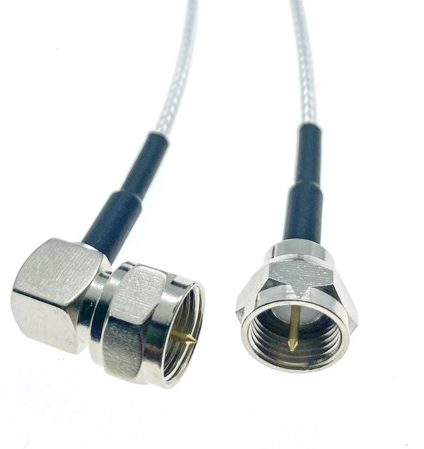 RFProMaker F-Typ auf F-Stecker 90 Grad RF Zopfkabel RG316 in Silber - Bild 1