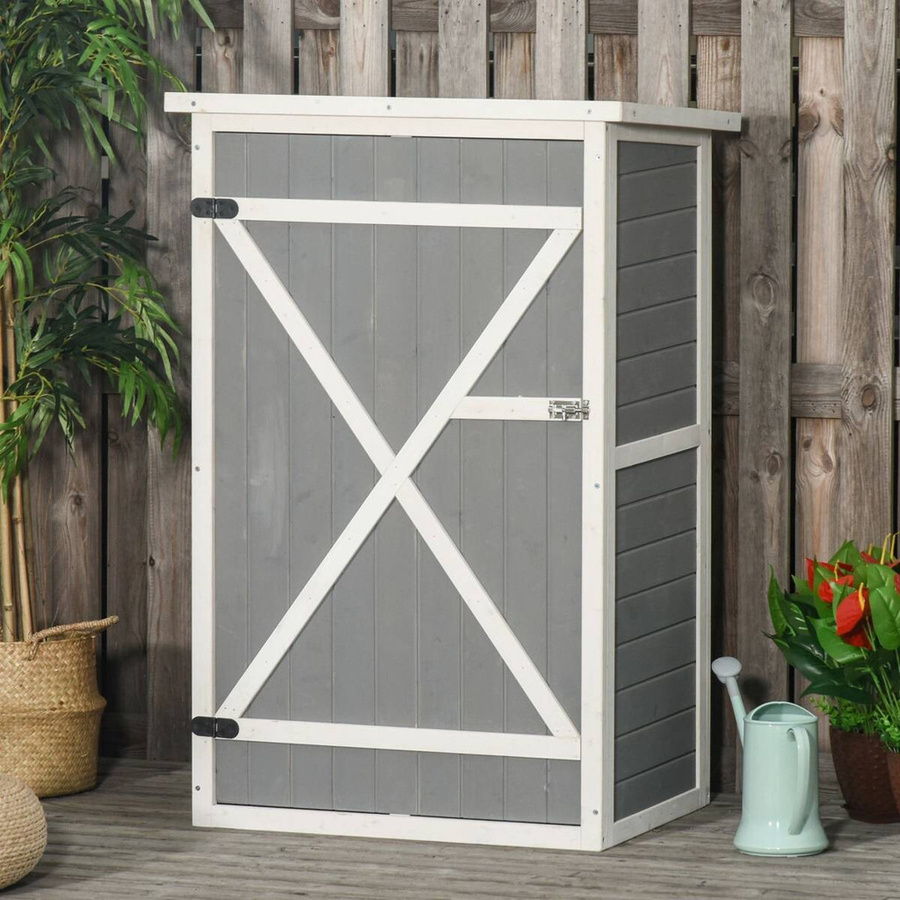 Outsunny Gartenhaus aus Tannenholz in Schwarz, Grau und Weiß, B/T/H: 75 x 56 x 115 cm - Bild 3