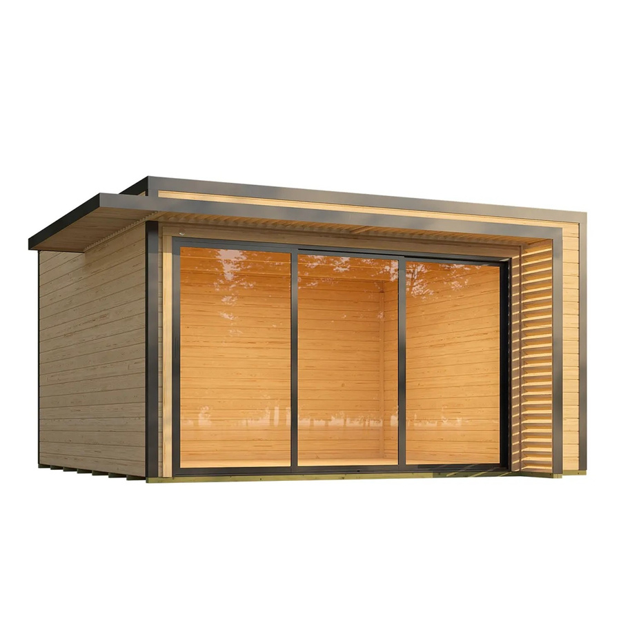 Weka Gartenhaus Amberley mit 3-Fach Schiebetür und Flachdach in Holzoptik, B/T: 400 x 400 cm - Bild 2
