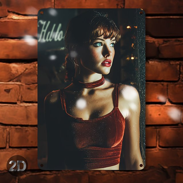 CIFBUY Retro Metall-Wandkunst-Schild Hello in Rot und Schwarz, Vintage Eisen-Dekorplatte für Zuhause und Büro, Breite: 20,32 cm, Höhe: 20,32 cm - Bild 1