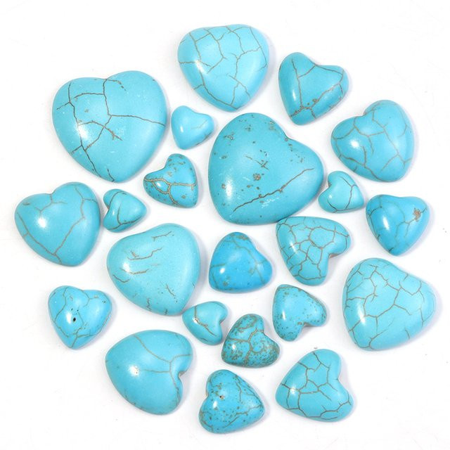 lingsai Türkis Naturstein-Cabochons, Herzförmig, 10-25mm - Bild 1