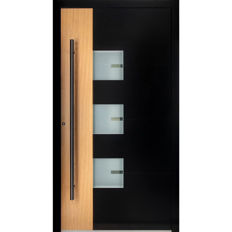 Moderno Haustür M330P Bicolor Wood mit Glaseinsatz, Schwarz-Eiche Natur, B/H: 110 x 210 cm, DIN Links - Bild 2
