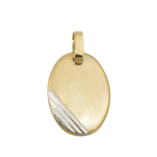 Colfem Anhänger Gravurplatte oval, bicolor Gold, 375, Unisex - Bild 1