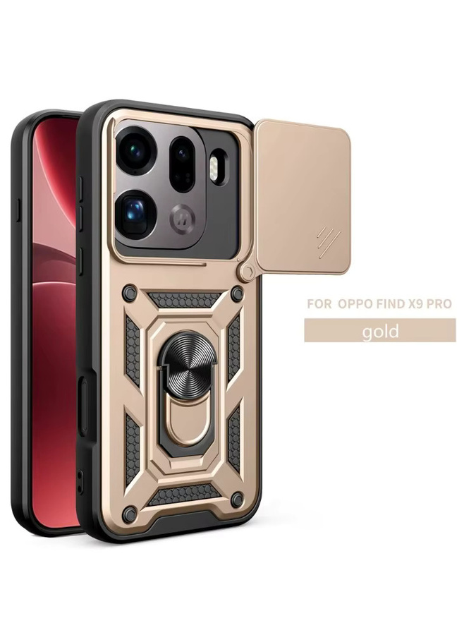 Stoßfeste Panzerhülle für OPPO Find X9 Pro und X9 mit magnetischem Ring und Objektivschutz in Schwarz - Bild 7