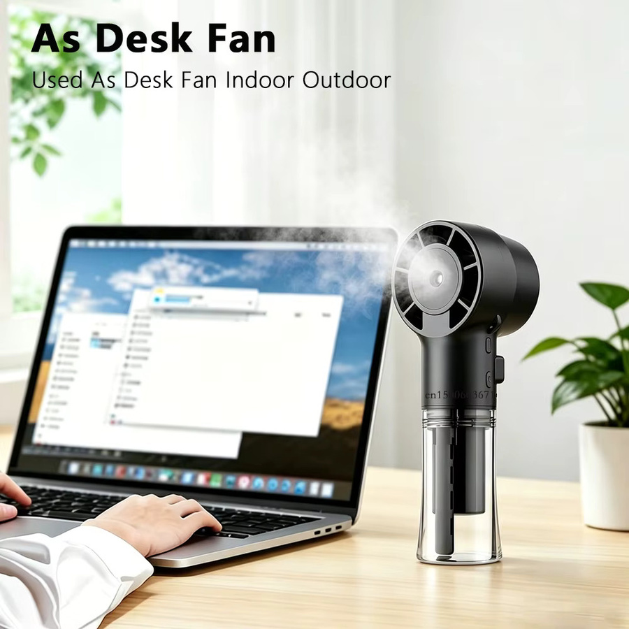 Tragbarer Mini Wassernebel-Ventilator von raugee mit Luftbefeuchter, USB-aufladbar, Farbe: Schwarz - Bild 5