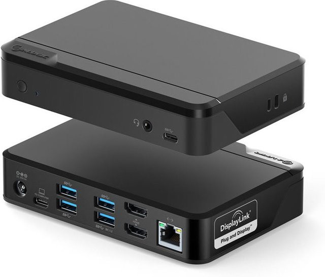 ALOGIC Universal Twin HD Dockingstation in Schwarz mit HDMI, USB-C und USB-A Anschlüssen - Bild 1