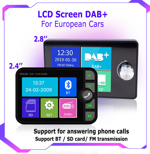Digitaler DAB/DAB+ und FM Radio Empfänger mit Bluetooth und MP3 Player für europäische Autos, 2,4-2,8 Zoll LCD Display, Schwarz - Bild 1