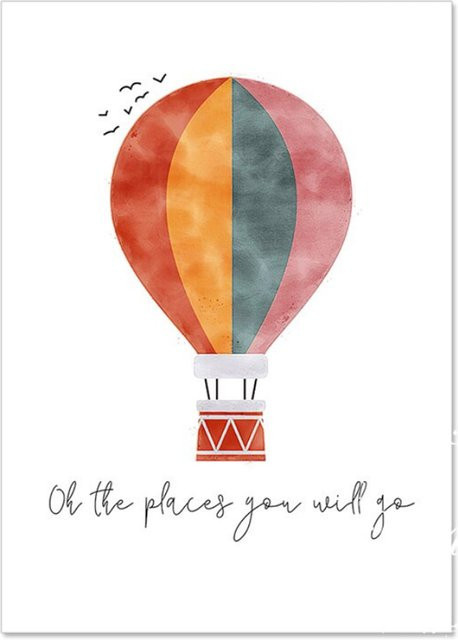 TPFLiving Poster Leinwand mit Regenbogen, Wolken, Sonne und Tieren in Multicolour, Modell TX1857, Breite: 13 cm, Höhe: 18 cm - Bild 1