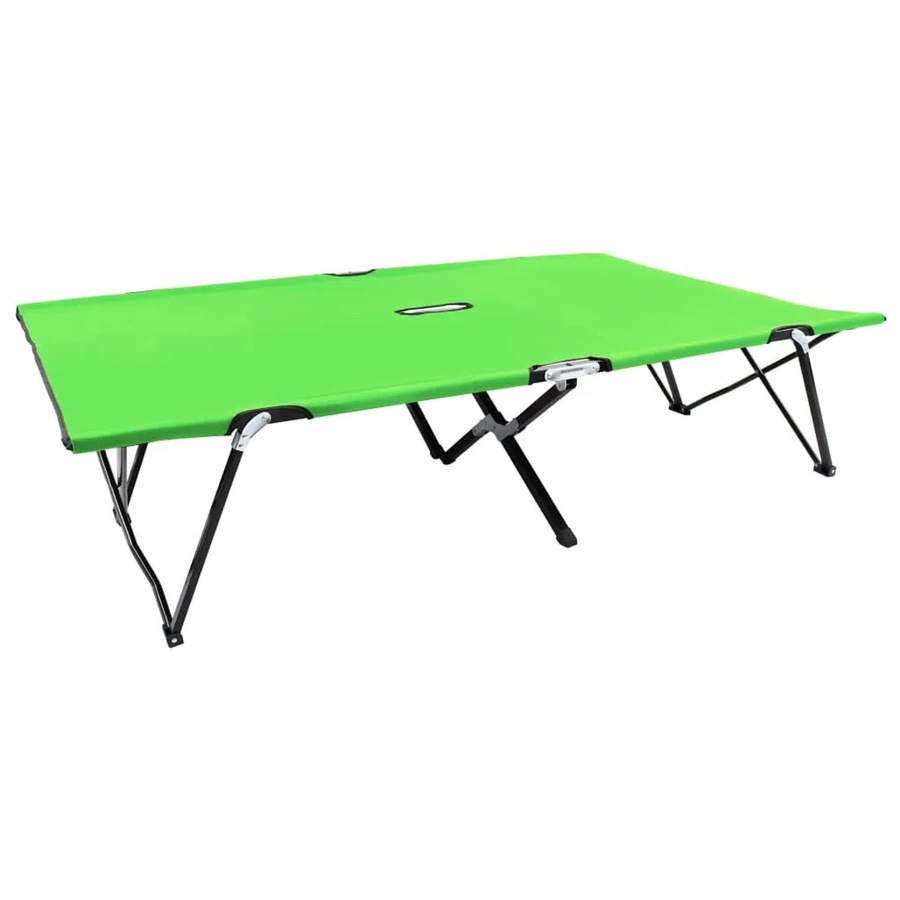 vidaXL Klappbare Sonnenliege für 2 Personen in Grün aus Stahl und UV-beständigem Polyestergewebe, B/T/H: 124 x 194 x 44 cm - Bild 1