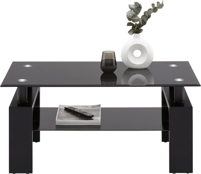Mömax Couchtisch Intro in Schwarz im Industrial Design aus Metall und Glas, B/T/H: 100 x 60 x 45 cm - Bild 1
