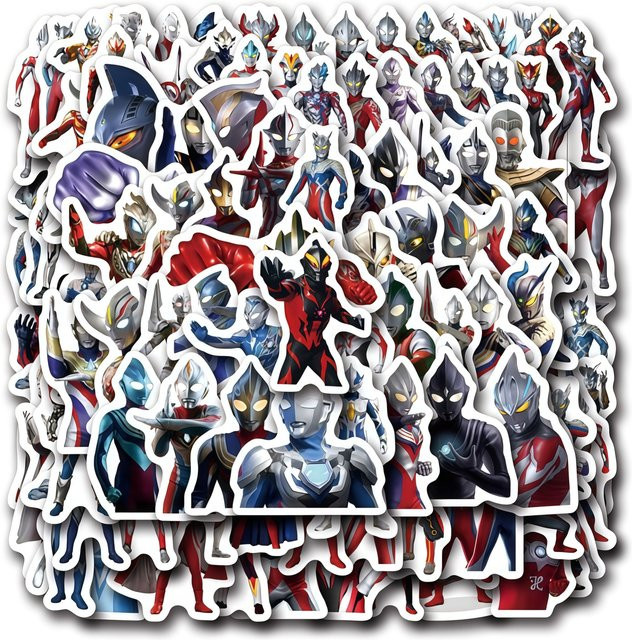 100 Stück Ultraman Anime Aufkleber aus wasserfestem PVC in Multicolour für Laptops und Wasserflaschen - Bild 1
