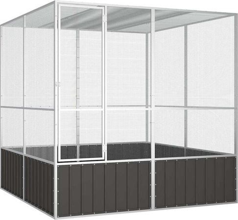Vidaxl Voliere aus verzinktem Stahl, Anthrazit, B/T/H: 213,5 x 217,5 x 211,5 cm