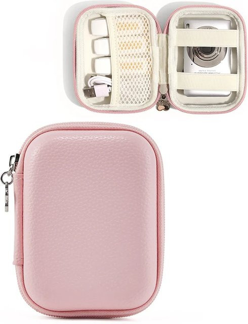 CAMKORY Reisekameratasche in Rosa mit Netztasche für Zubehör und SD-Karten - Bild 1