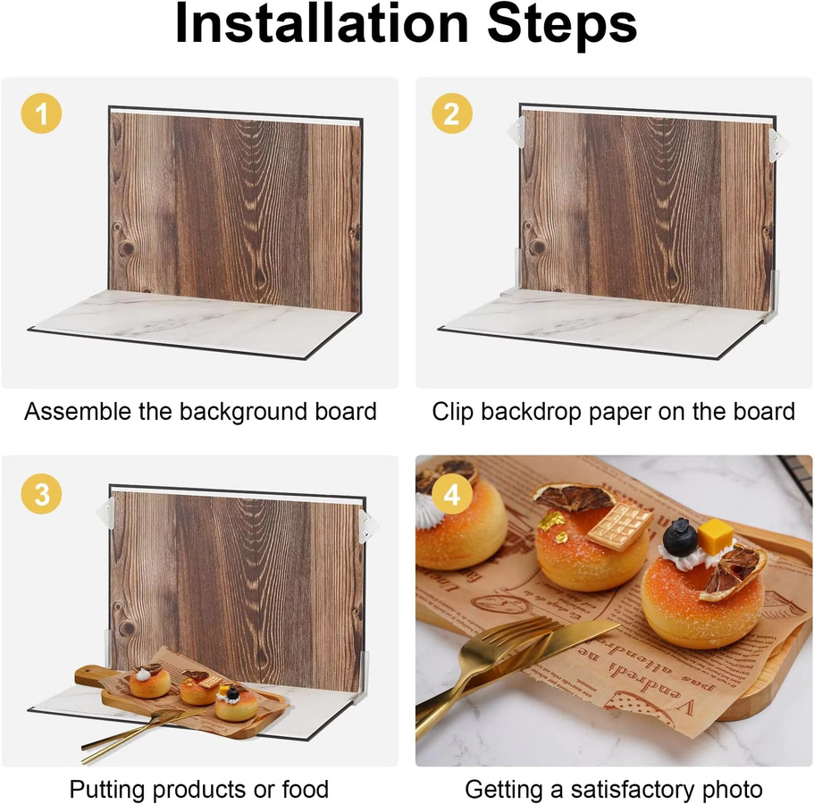 Chrisley 7-teiliges Fotohintergrund-Set mit 14 Holzmaserungen, 2-seitig und wasserdicht, B/H: 42 x 30 cm - Bild 2