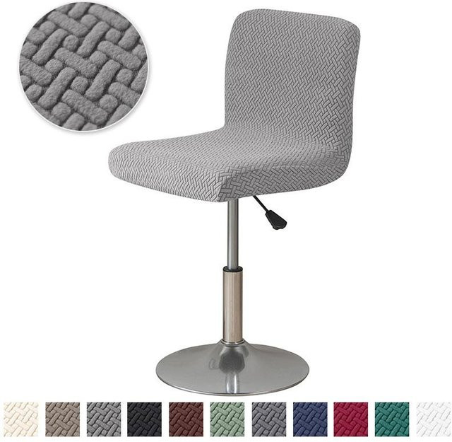 Elastischer Barhockerbezug von Yiran Furniture in Hellgrau mit niedriger Rückenlehne, B/T/H: 35 x 35 x 30 cm - Bild 1