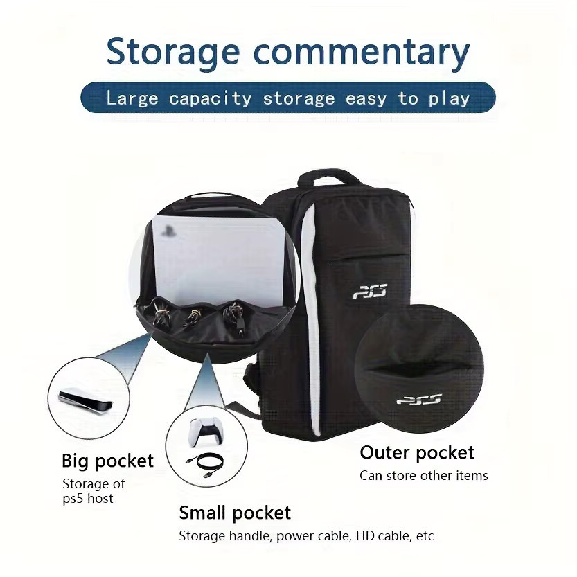 Sony PS5 Reiserucksack in Schwarz für Konsole und Zubehör als schützende Tragetasche - Bild 4