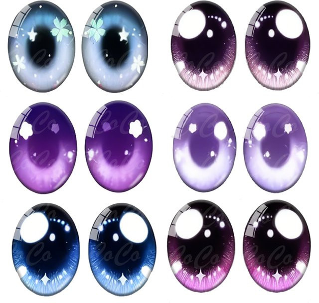 Ovale Niedliche Glitzernde Cartoon-Puppen-Kristallaugen, Blaue Stern-Foto-Glascabochons, 6 Paar/Set - Bild 1