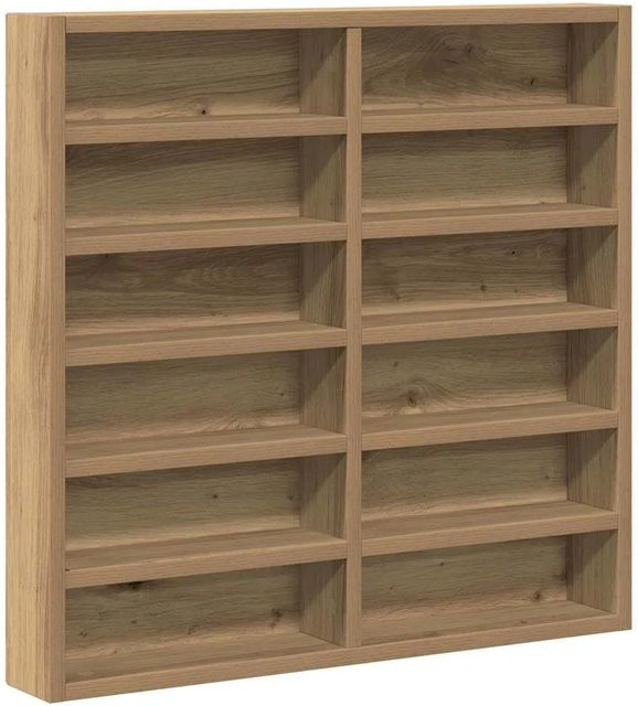 vidaXL Vitrine mit Glastüren und Regalfächern in Eiche, Wandmontage, B/H/T: 60 x 58 x 8,5 cm - Bild 1