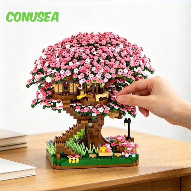 CONUSEA Baumhaus-Blumen-Bausteine, Mikro-Mini-Steine, Puzzle-Spielzeug - Bild 1