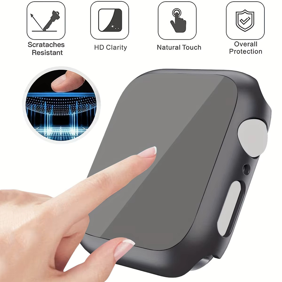 Schutzhülle mit Glas für Apple Watch inkl. Displayschutzfolie und Stoßstange, Transparent, kompatibel mit Apple Watch Series 10 9 8 7 SE 6 5 4 3 (46 mm, 45 mm, 44 mm, 41 mm, 40 mm) - Bild 4