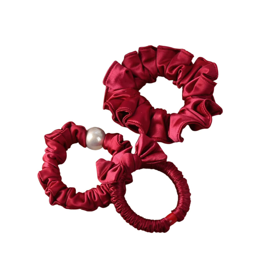 Haarring aus Satin, rote Schleife, Damen - Bild 3
