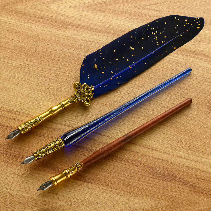 Retro Kalligraphie Schreib-Set mit Dip-Feder, Wachssiegel-Set und Ersatzfedern in Grün - Bild 2